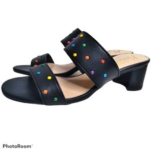 Nanette Sandal Slip-ons Black Multi colored accent